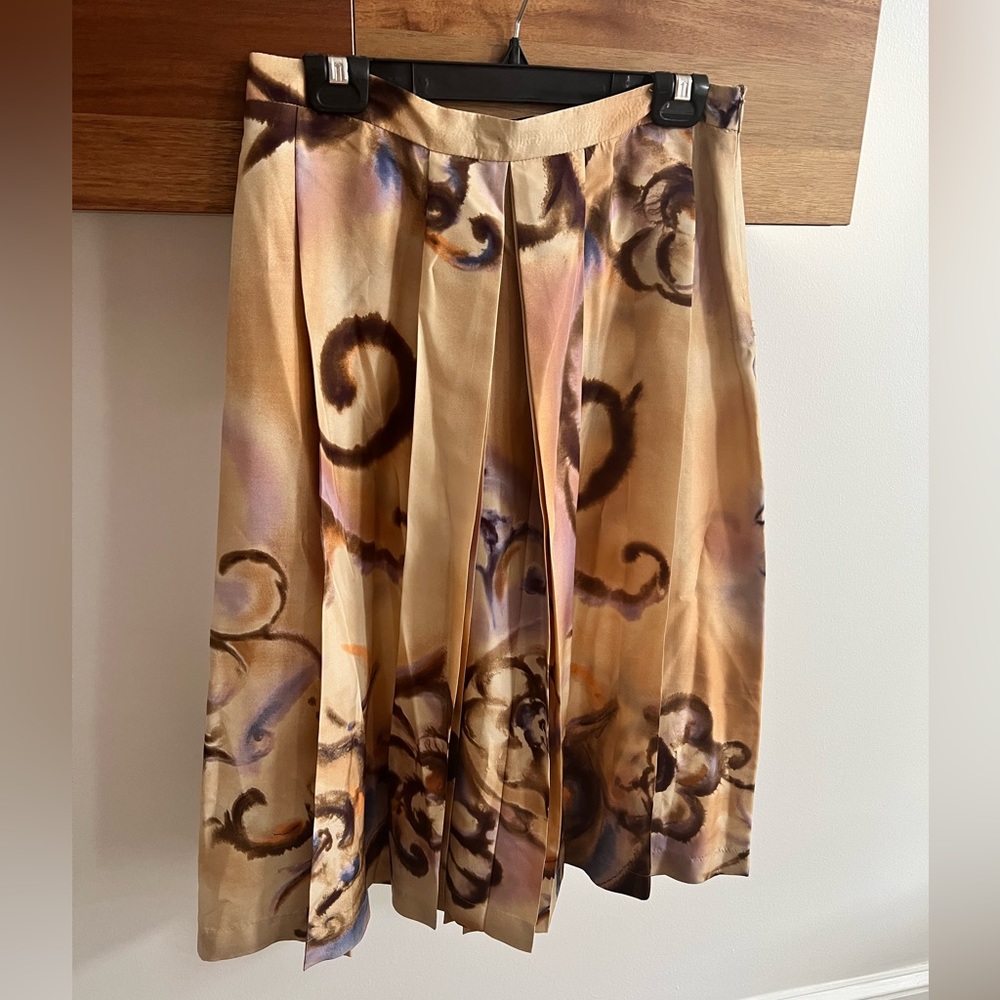 Zara Silk Geo-Patterned Swing Skirt